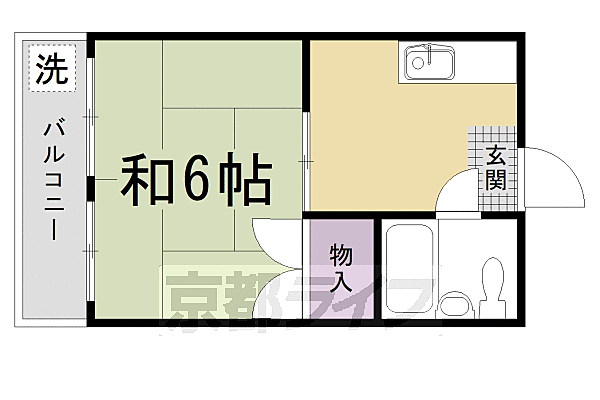 野元ハイツ 305｜京都府京都市右京区太秦野元町(賃貸マンション1K・3階・19.44㎡)の写真 その2