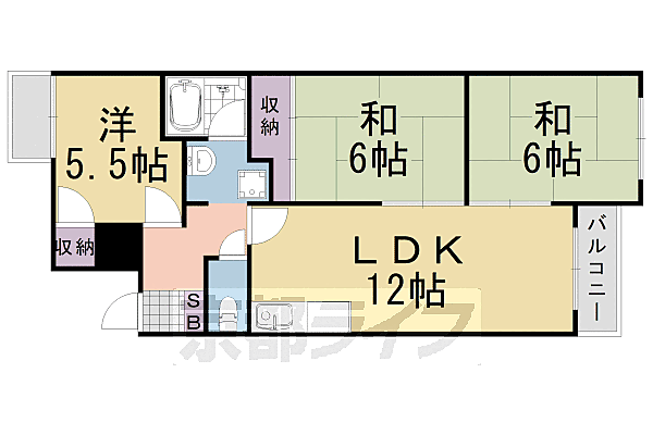 パラーティ浅原 402｜京都府京都市西京区桂浅原町(賃貸マンション3LDK・4階・61.89㎡)の写真 その2