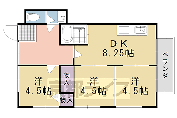 京都府長岡京市今里3丁目(賃貸一戸建3LDK・--・48.78㎡)の写真 その2