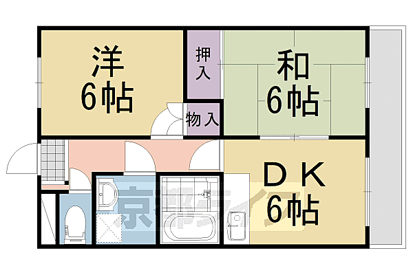 京都府京都市南区久世中久世町2丁目(賃貸マンション2DK・1階・42.77㎡)の写真 その2