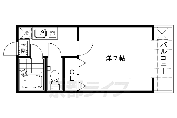 ドミール1 206｜京都府京都市右京区西院日照町(賃貸マンション1K・2階・18.88㎡)の写真 その2