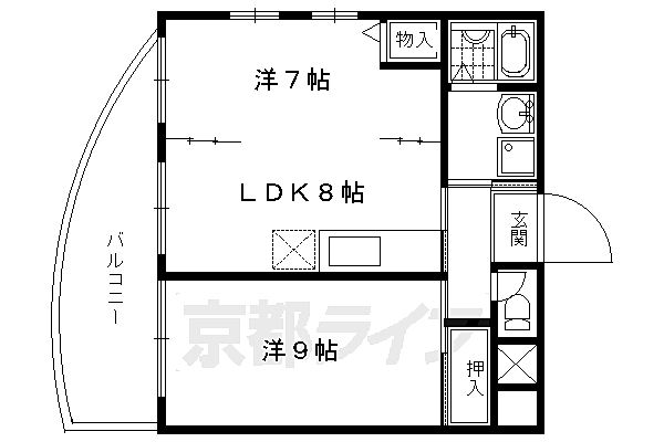 シャンパーニュ四条 401｜京都府京都市右京区梅津南広町(賃貸マンション2DK・4階・55.20㎡)の写真 その2