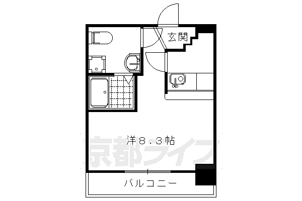 グランドーリア西院 6-C｜京都府京都市右京区西院乾町(賃貸マンション1R・6階・23.23㎡)の写真 その2