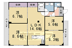 ルシェール西院 4階4LDKの間取り