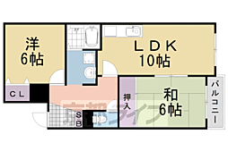パラシオン蘭 1階2LDKの間取り