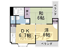 グリーンハイツ桂 3階2DKの間取り