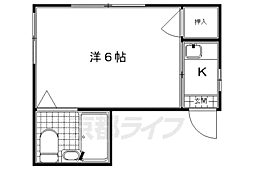 ヴィラ中島町 2階1Kの間取り