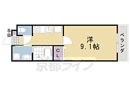グレース離宮 2階1Kの間取り