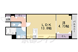 キンブリッジ壬生西院駅前 1LDKの間取図画像