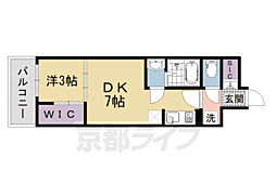 京都市営烏丸線 四条駅 徒歩9分の賃貸マンション 4階1DKの間取り