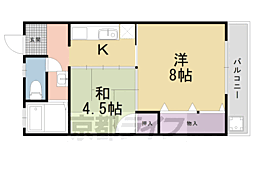 梅津マンション1番館 2階2Kの間取り