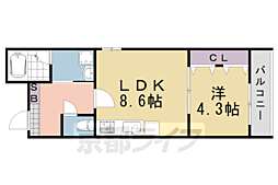 Ｄｅａｒ　Ｃｏｕｒｔ　野里 3階1LDKの間取り