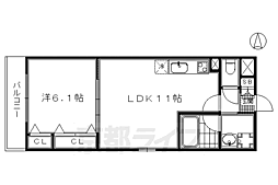 カサドラーダ九条烏丸 1LDKの間取図画像