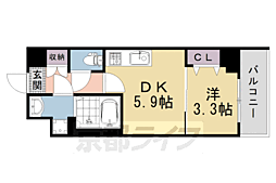 LW京都桜邸 1DKの間取図画像