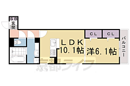 太秦レジデンスE棟 1LDKの間取図画像