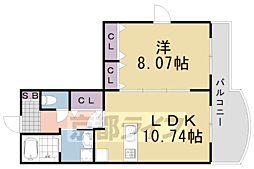 ル・ソレイユ桂川 1LDKの間取図画像