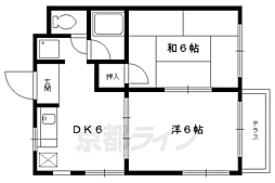 リバーサイド宝ヶ池 2DKの間取図画像
