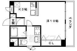 シャルト椥辻 1Kの間取図画像