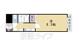 ジュネス桂 1Kの間取図画像
