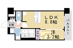 プレサンスTHEKYOTO粋都 1LDKの間取図画像