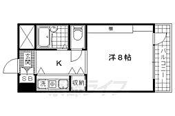 第24長栄アビタシオン 1Kの間取図画像