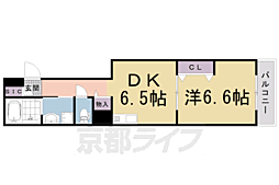 アクシス西京極 1DKの間取図画像