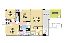 ファインフラッツ京都西院ザ・レジデンス 3LDKの間取図画像