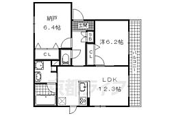 ヴィラフルール御陵 1SLDKの間取図画像