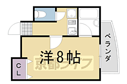 セカンドサンイースト桂 1Kの間取図画像