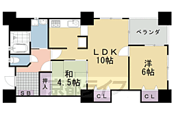 ティンクルコート桂イースト 2LDKの間取図画像