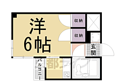 二条グランドハイツ 1Kの間取図画像