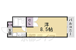 カーサ・ヴェルデ西大路五条 1Kの間取図画像