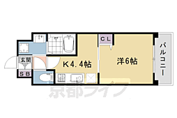 アクアプレイス京都三条朱雀 1DKの間取図画像