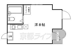 ドムス白川 1Kの間取図画像