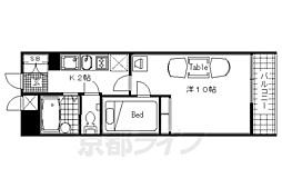 レオパレスアクエリアス西院 1Kの間取図画像