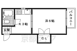 メローペウエスト 1Kの間取図画像