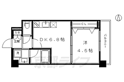 ベラジオ京都烏丸十条2 1DKの間取図画像