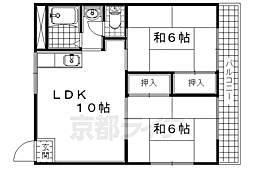 エバー・グリーン宇治弐番館 2DKの間取図画像