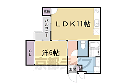 ミニヨンハウス勧修 1LDKの間取図画像
