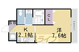 ラ・ティーダ上桂 1Kの間取図画像