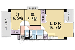 ミューズコート 2LDKの間取図画像
