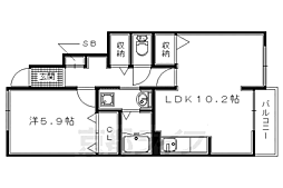 ファミール木幡 1LDKの間取図画像