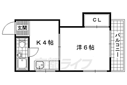 Stable勧修寺 1Kの間取図画像
