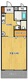 プランタン小泉 1Kの間取図画像