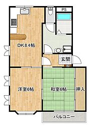 S&Kハイツ 2DKの間取図画像