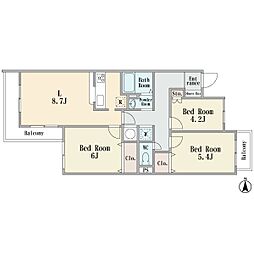 モンシャトー宮前平 3LDKの間取図画像