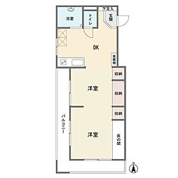 日吉サンハイツ 2DKの間取図画像