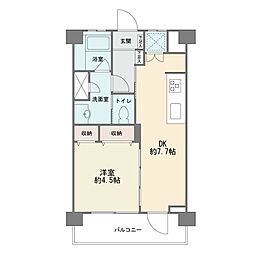 日吉第三コーポB棟 1DKの間取図画像