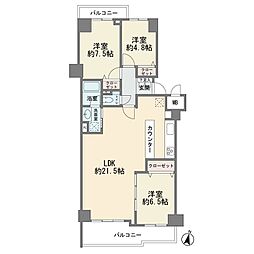 コスモ宮前平 3LDKの間取図画像
