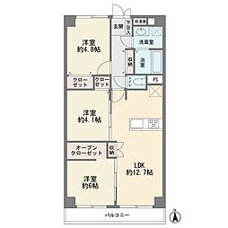 川崎セントラルコーポ 3LDKの間取図画像